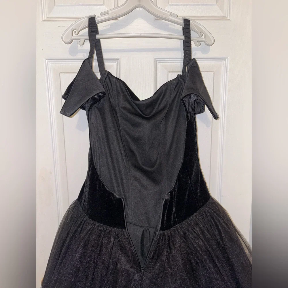 Black Velvet Princess Style Backless Prom Dress - Picture 11 of 14